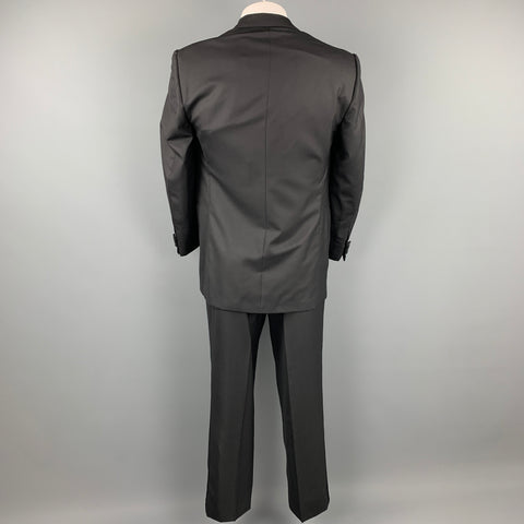 OXXFORD CLOTHES 42 Regular Black Wool Peak Lapel Tuxedo Suit