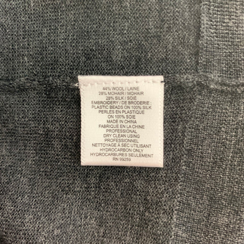 VERA WANG Size M Charcoal Mohair Blend Mixed Fabrics Cardigan