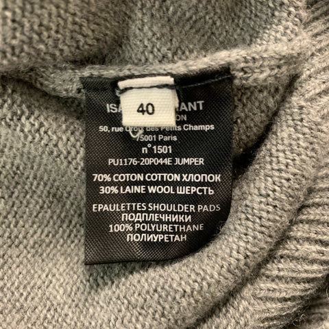 ISABEL MARANT Size 4 Grey Cotton Wool Crew-Neck Pullover