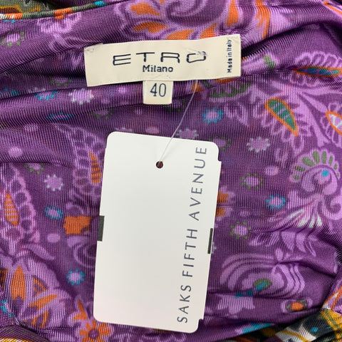 ETRO Vestido sin mangas de cachemira de viscosa multicolor morado talla 4