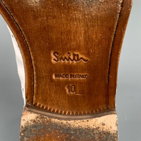 PAUL SMITH Zapatos con cordones y punta de ala de cuero perforado blanco Talla 11
