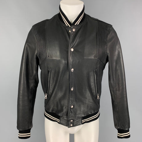 JOHN ELLIOTT Season Ten Size M Black White Leather Bomber Jacket