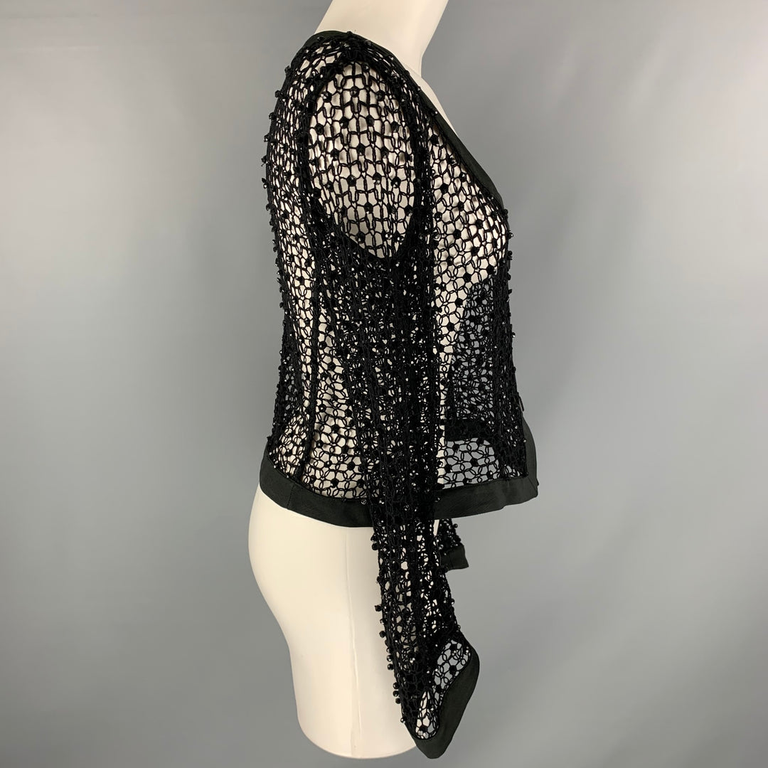 ARMANI COLLEZIONI Size 10 Black Mesh Scoop Neck Jacket