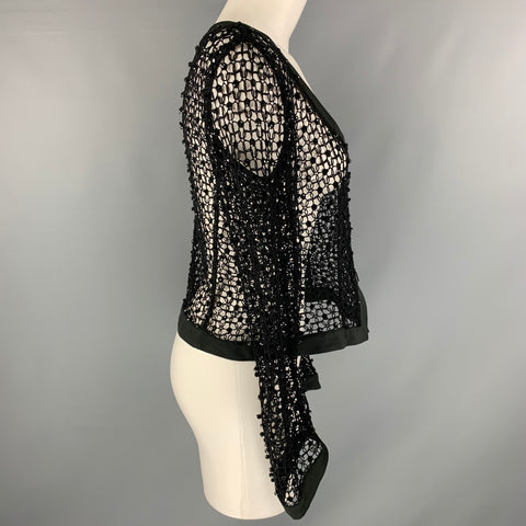 ARMANI COLLEZIONI Size 10 Black Mesh Scoop Neck Jacket