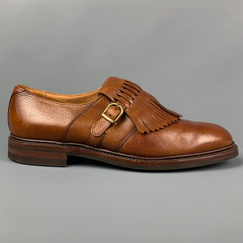 RALPH LAUREN Size 11.5 Tan Fringe Leather Lace Up Shoes