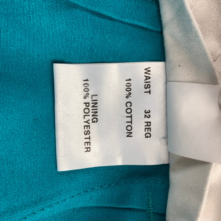 OZWALD BOATENG Size 38 Aqua Cotton Notch Lapel Suit