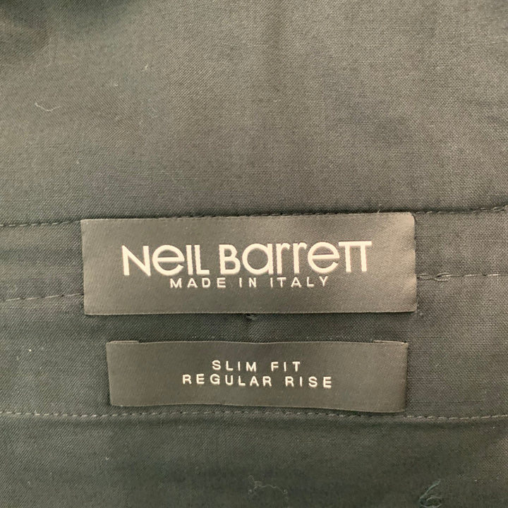 NEIL BARRETT Size 34 Navy Black Polyester Blend Button Fly Dress Pants