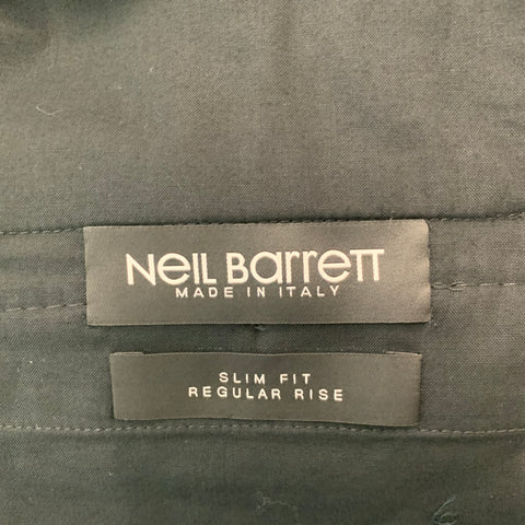 NEIL BARRETT Size 34 Navy Black Polyester Blend Button Fly Dress Pants