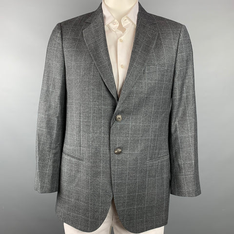 GIORGIO ARMANI Size 44 George Grey Window Pane Virgin Wool Sport Coat