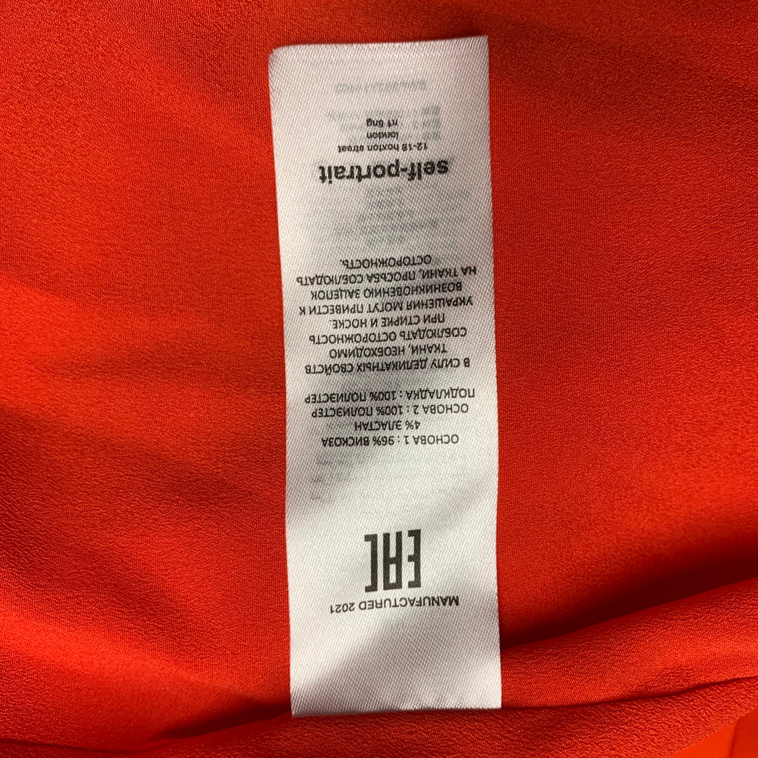 SELF-PORTRAIT Size 8 Orange Viscose Blend Pleated Off-Shoulder Cocktai Sui Generis Designer Consignment SELF-PORTRAIT Size 8 Orange Viscose Blend Pleated Off-Shoulder Cocktai Sui Generis Designer Consignment