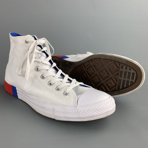 CONVERSE Size 10.5 White Canvas High Top Sneakers