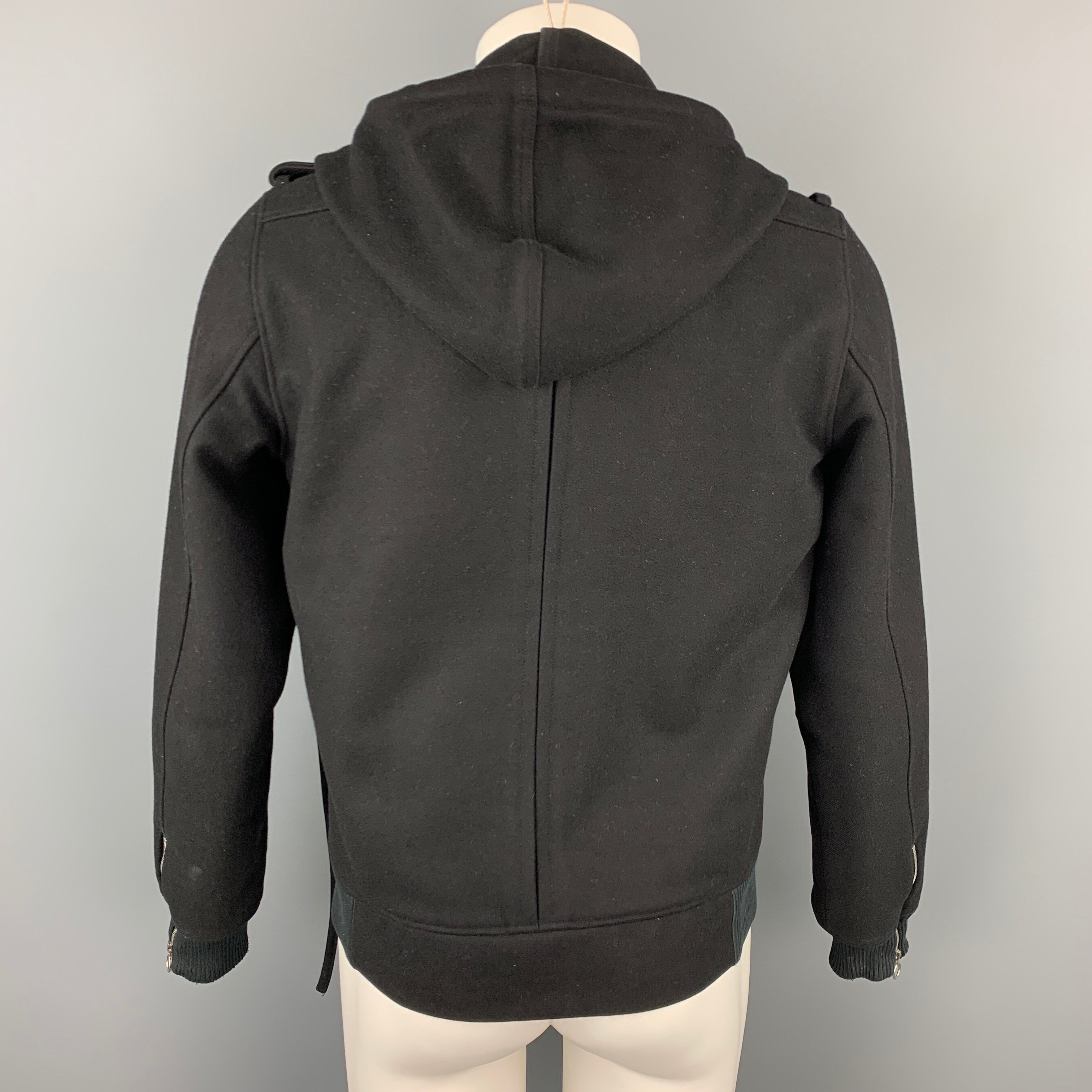 KRIS VAN ASSCHE Size 38 Black Wool Blend Hooded Jacket – Sui