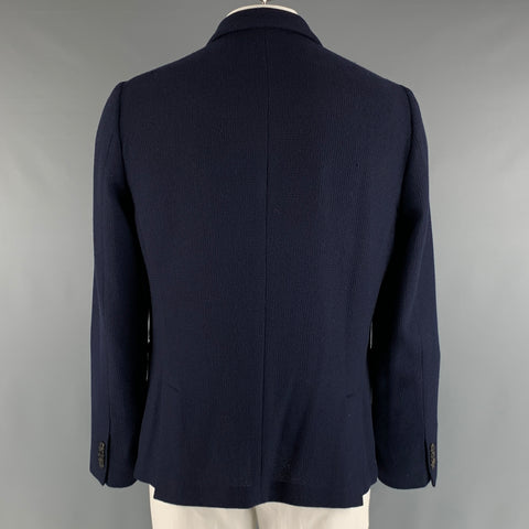 PAUL SMITH Size 42 Navy Woven Peak Lapel Sport Coat