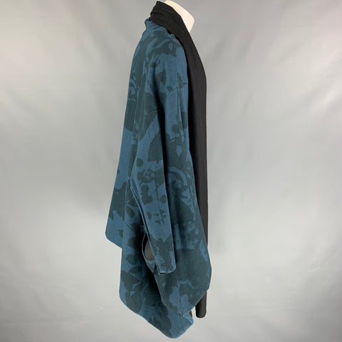 REPLIKA Size 38 Blue Olive Abstract floral Cotton Oversized Coat