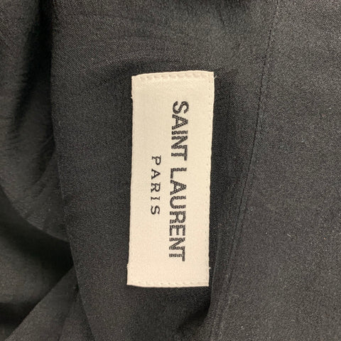 SAINT LAURENT Size L Black Jacquard Silk Tunic Long Sleeve Shirt