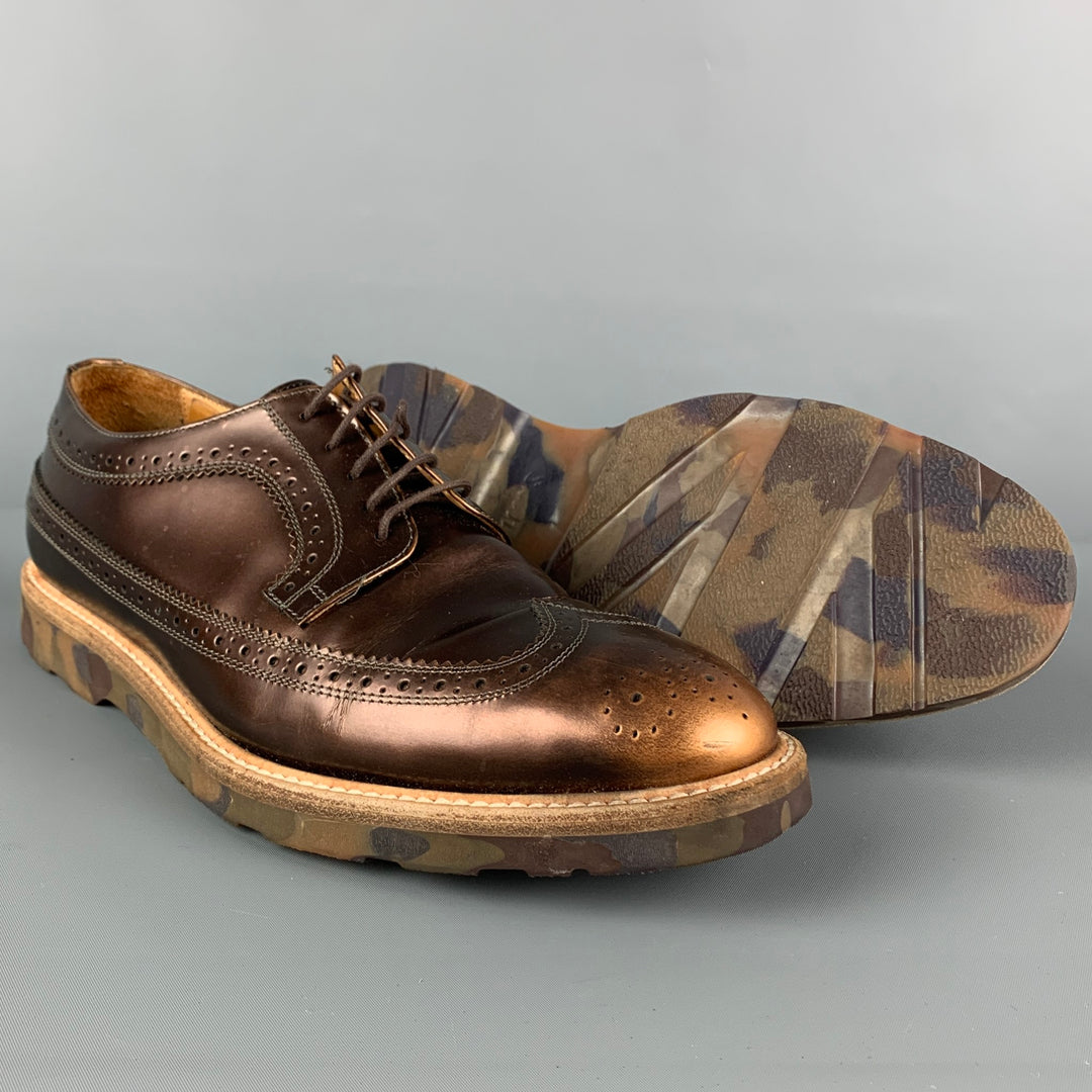 PAUL SMITH Size 9 Copper Metallic Leather Wingtip Lace Up Shoes Sui Generis Designer Consignment PAUL SMITH Size 9 Copper Metallic Leather Wingtip Lace Up Shoes Sui Generis Designer Consignment