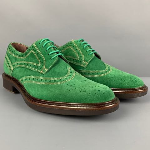 DONALD J PLINER Taille 8.5 Chaussures à lacets en daim perforé vert Wingtip