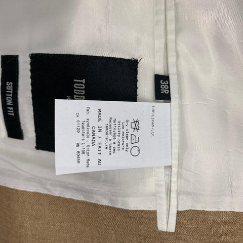 TODD SNYDER Size 38 Regular Tan Linen Notch Lapel Sport Coat