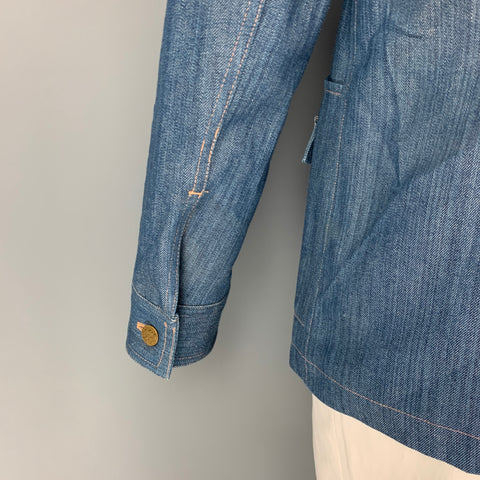 AMERICAN HIGHWAY Size M Blue Contrast Stitch Cotton Denim Jacket