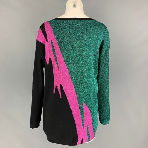 DSQUARED2 Size XS Black Green Pink Wool Blend Metallic Pullover