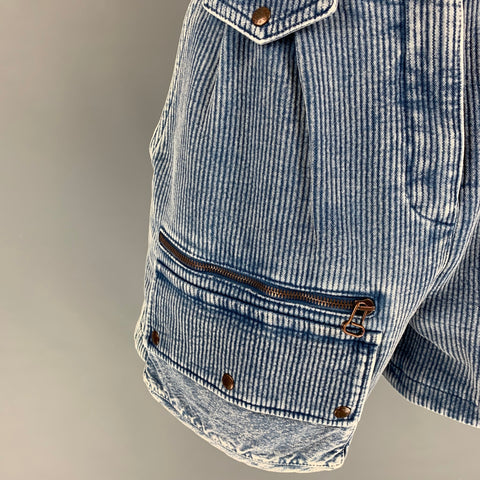 LOUIS VUITTON Talla 4 Pantalones cortos safari de mezclilla de algodón blanco azul