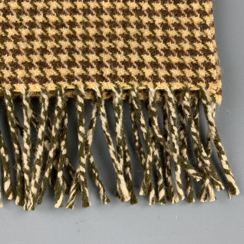 HOLLAND & HOLLAND Houndstooth Brown & Tan Cashmere Scarf