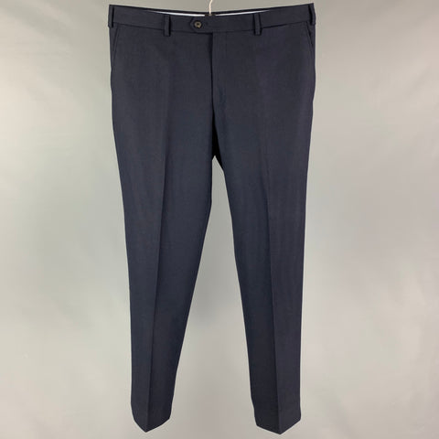 PAL ZILERI Size 36 Navy Wool Flat Front Dress Pants