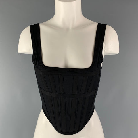DION LEE Size 2 Black Cotton Corset Casual Top