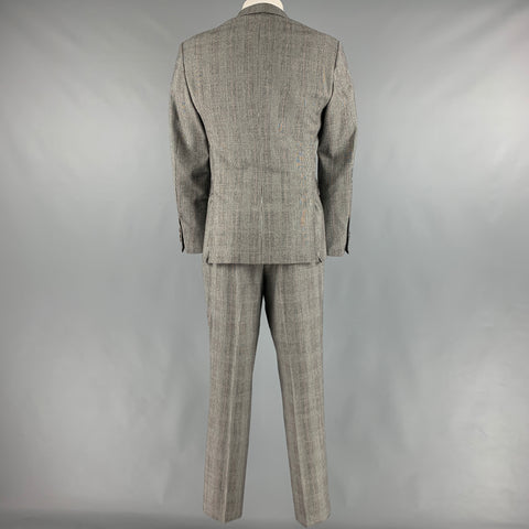 THOM BROWNE Size 40 Black White Glenplaid Wool Notch Lapel Suit