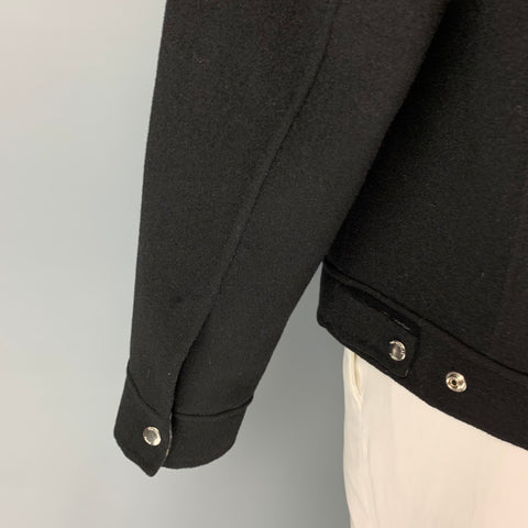 THE KOOPLES Size XL Black Wool Polyamide Trucker Jacket