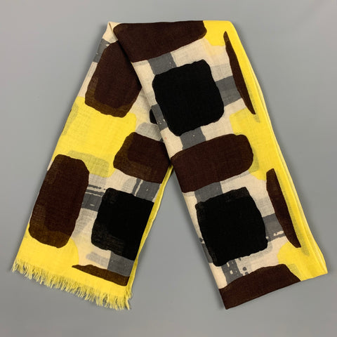KATE SPADE Brown & Yellow Color Block Wool Scarf