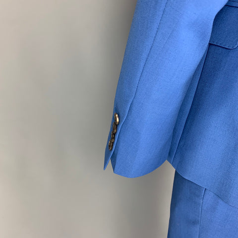 ALEXANDER MCQUEEN Size 40 Blue Wool Mohair Notch Lapel Suit