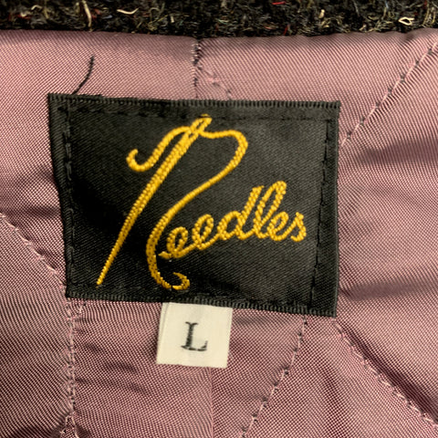 NEEDLES Size L Black Grey Textured Wool Nylon Coat