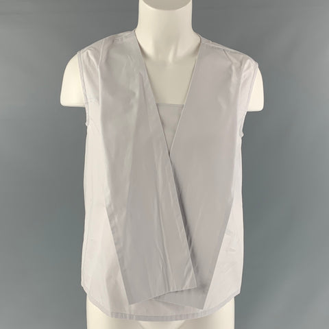 NOOY Size S Light Blue Cotton Solid Sleeveless Blouse