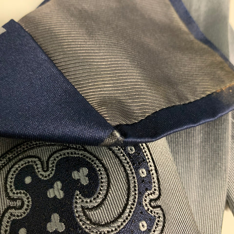 PRADA Grey Navy Paisley Silk Tie