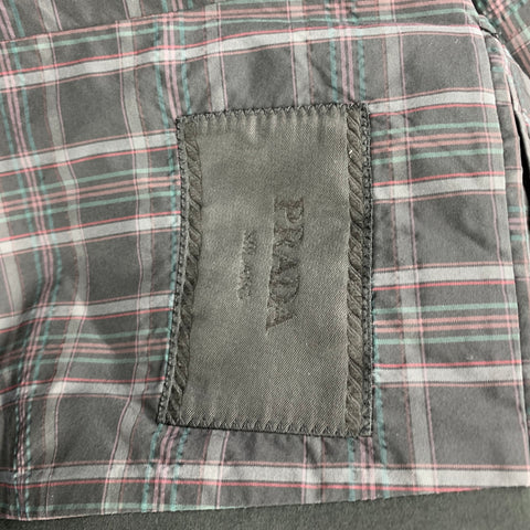 PRADA Talla 38 Abrigo deportivo de un solo pecho de poliéster / poliamida negro