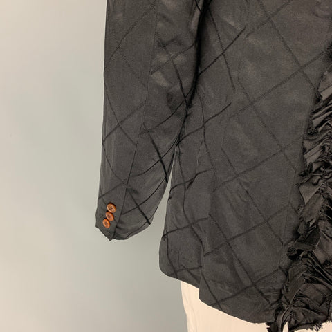 COMME des GARCONS HOMME PLUS Size L Black Quilted Polyester Ruffled Sport Coat