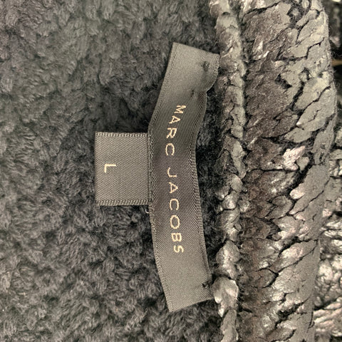 MARC JACOBS Talla 10 Chaqueta floral de poliéster de lana negra plateada