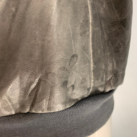 MARC JACOBS Size 40 Grey Leather Bomber Jacket