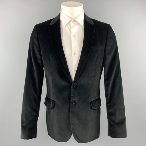 PS by PAUL SMITH Talla 40 Abrigo deportivo con solapa de muesca de terciopelo negro