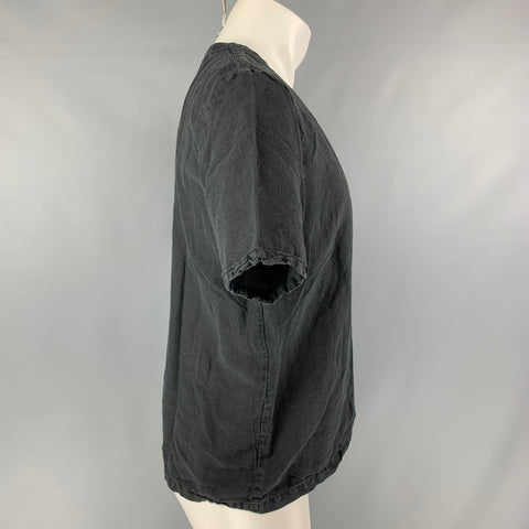 OUR LEGACY Size XS Black Linen &  Cotton Crew-Neck T-shirt