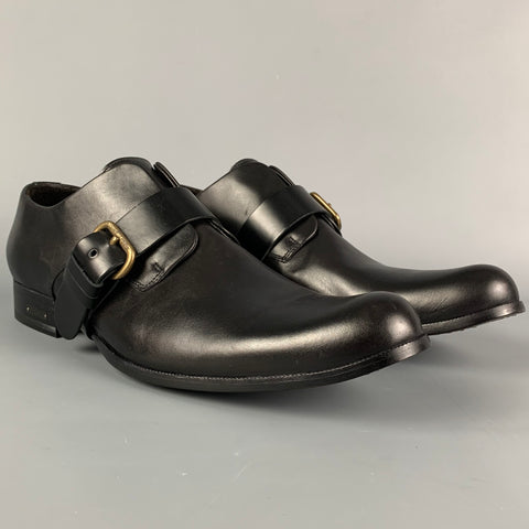 DSQUARED2 Size 11 Black Leather Belted Loafers