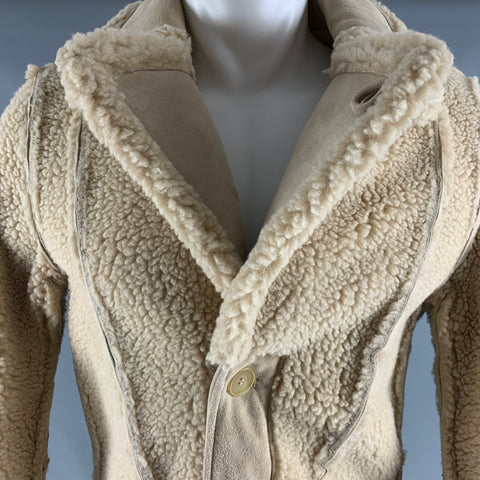 MAISON MARTIN MARGIELA Size S Beige Solid Faux Fur Coat