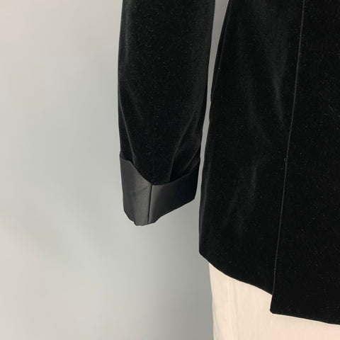 RALPH LAUREN Collection Size 44 Regular Black Velvet Cotton Peak Lapel Tuxedo Sport Coat