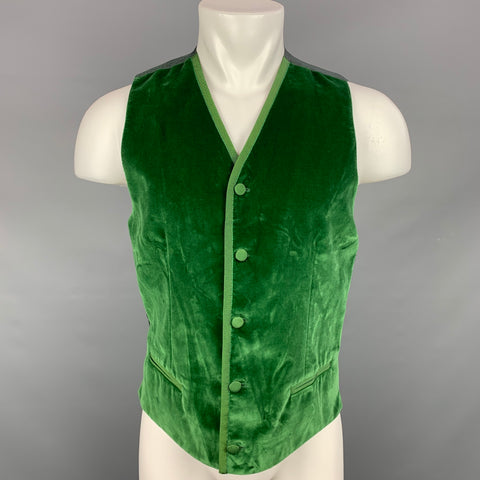 DOLCE &amp; GABBANA Talla 38 Chaleco con botones de algodón de terciopelo verde