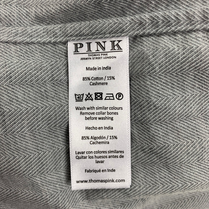 PINK Camisa de manga larga de corte slim en acetato de algodón y espiga gris talla M