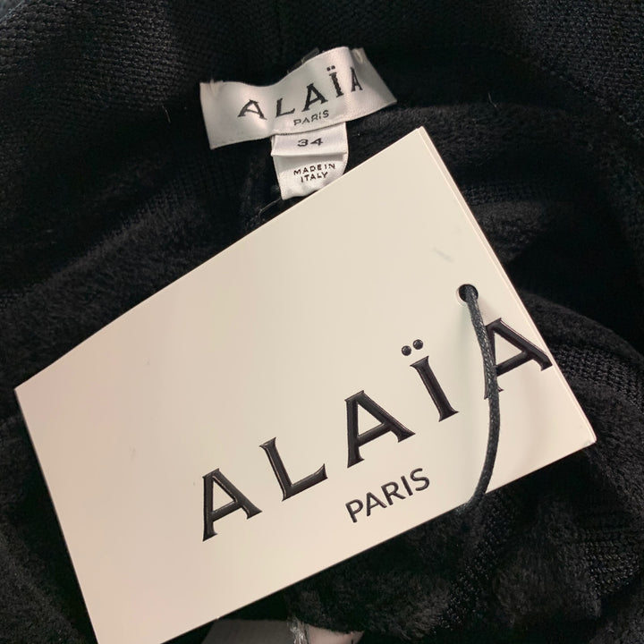 ALAIA Size 2 Black Viscose Polyamide Mixed Fabrics Fitted Long Skirt