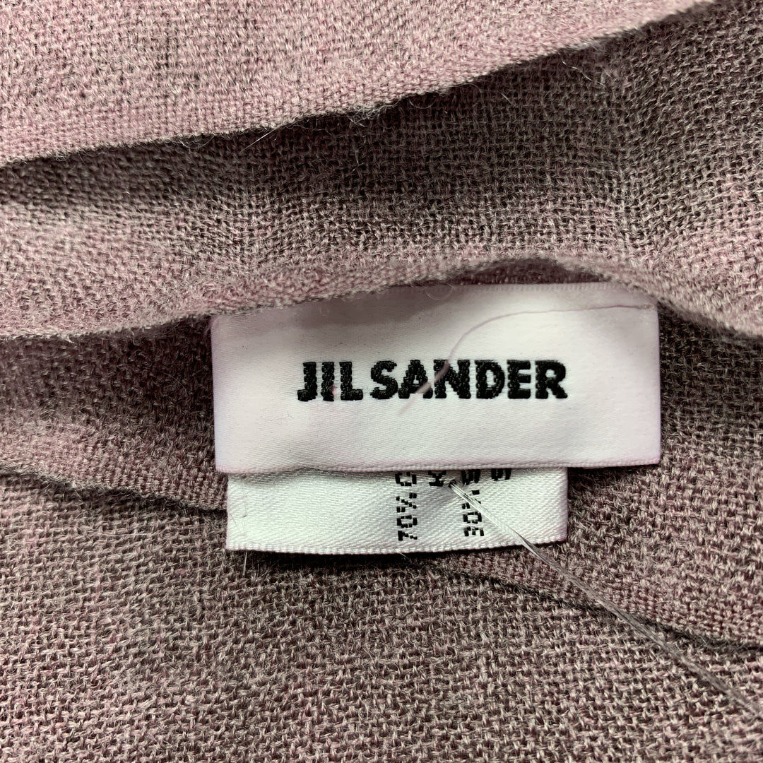 JIL SANDER Oversized Purple Cashmere / Silk Fringe Scarf