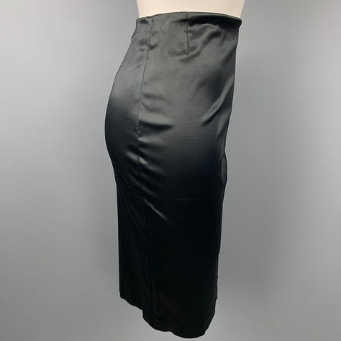 MISSONI Size M Black Satin Pencil Skirt
