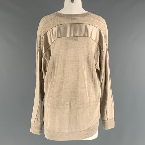 BRUNELLO CUCINELLI Size L Camel Mixed Fabrics Oversized Pullover